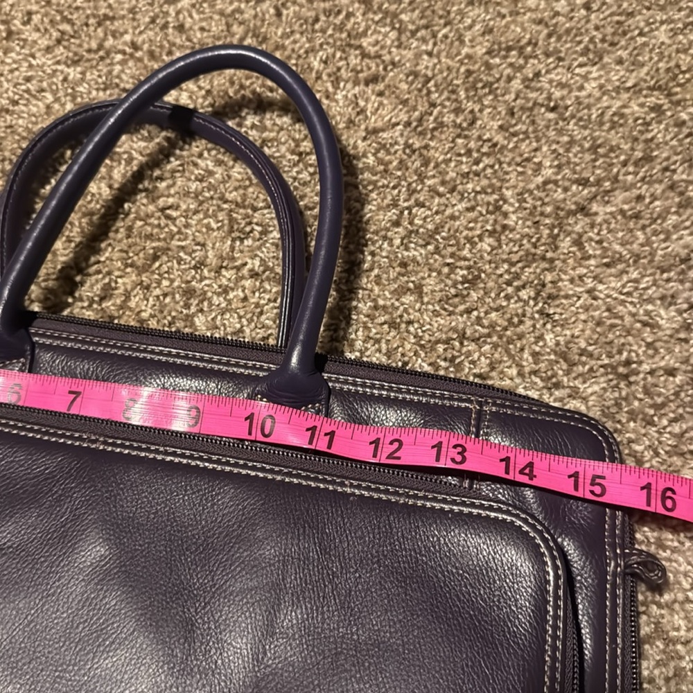 Gorgeous Levenger grape purple leather laptop bag / business tote - EUC! - Picture 11 of 13